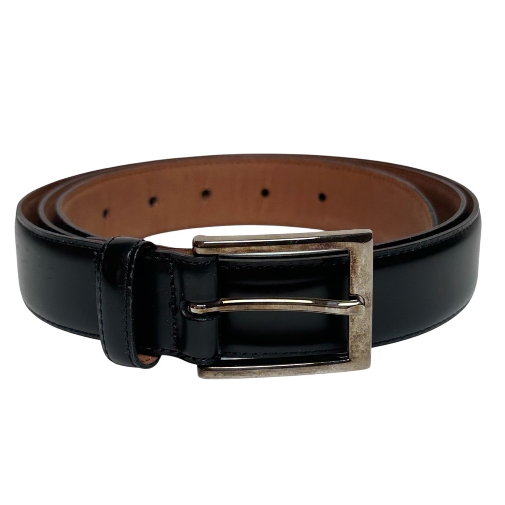 Brooks Brothers Black Leather Dress Belt 42” Italy Smooth Gold Buckle